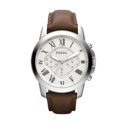Fossil Herrenuhr Grant Quarz-Chronographenwerk Weiß/Braun