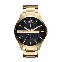 Uhr für Herren , Multifunktionswerk, 46mm Gold Edelstahlgehäuse mit Edelstahlarmband, AX2122