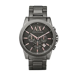 Uhr für Herren , QuarzChronographenwerk, 45mm Gunmetal Edelstahlgehäuse mit Edelstahlarmband, AX2086