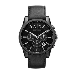Herren Chronograph Quarz Uhr mit Leder Armband AX2098