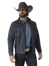 Herren-Jeansjacke, gefüttert, Cowboy-Schnitt, Westernjacke, Denim/Decke, XL