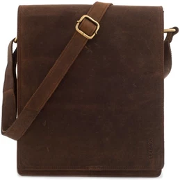 London Umhängetasche Schultertasche 13 Zoll Laptops aus Leder im Vintage Look, Muskat, 26x31x8cm