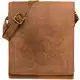 LEABAGS Messenger Bag/Umhängetasche/Schultertasche aus echtem Büffelleder - ideal für A4 & iPad -Vintage-Unisex- Büro, Studium oder Freizeit -''London'' Braun