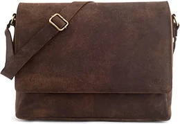 Oxford Umhängetasche Laptoptasche 15 Zoll aus Leder im Vintage Look, Maße (BxHxT): ca. 38x31x10 cm, Braun Like Muskat