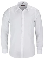 Herren Businesshemd Body Fit, Langarm, Kent-Kragen, Uni Popeline, 100% Baumwolle, Weiss 00, 40