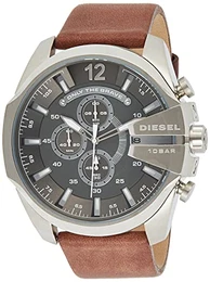 Herren Chronograph Quarz Uhr mit Leder Armband DZ4290