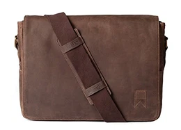 Navali Mainstay Laptop Umhängetasche Vintage Messenger Bag aus echtem Wild-West-Leder – Braun