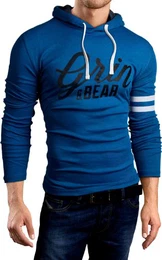 Slim Fit Hoodie Kapuzenpullover Sweatshirt Jacke Hemd, Petrol Bedruckt, M, GB101