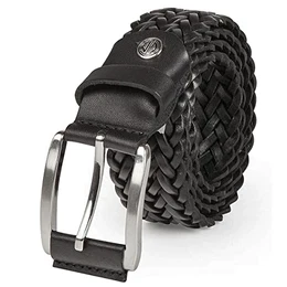 Ledergürtel, Flechtgürtel aus Rindleder, 35 mm breit, kürzbar, Farbe schwarz, 5046-010-095