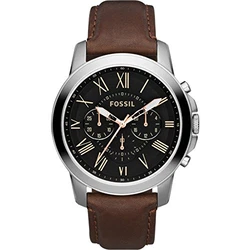 Fossil Herrenuhr Grant Quarz-Chronographenwerk Hellbraun/Silberton