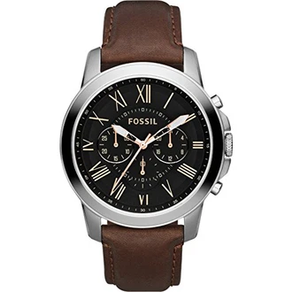 Fossil Herrenuhr Grant Quarz-Chronographenwerk Hellbraun/Silberton