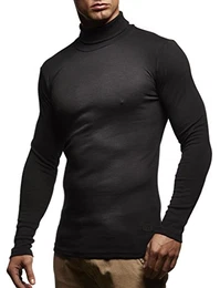 Herren Rollkragenpullover Pullover Rollkragen Hoodie Slim Fit (Schwarz; Medium)
