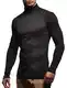 Leif Nelson Herren Rollkragenpullover Pullover Rollkragen Hoodie Slim Fit (Schwarz; Medium)
