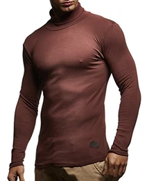 Herren Rollkragenpullover Pullover Rollkragen Hoodie Slim Fit (Braun; Medium)
