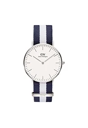 Classic Glasgow, Blau-weiß/Silber Uhr, 36mm, NATO, für Damen und Herren