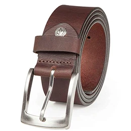 Leder-Gürtel Herren 40 mm breit, Gürtel Herren Vollledergürtel aus Büffelleder braun, Größe/Size:90