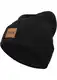 Urban Classics TB626 Unisex Strickmütze Leatherpatch Long Beanie Black, One size (Herstellergröße: one size)