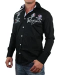 Redbridge Herren Hemd Langarm Freizeithemd Regular Fit R-Style R-2130 Schwarz (R-2130)