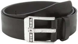 Herren Gürtel Men Bluestar Echt Leder Silberne Metallschnalle - Offblack: Größe: 95