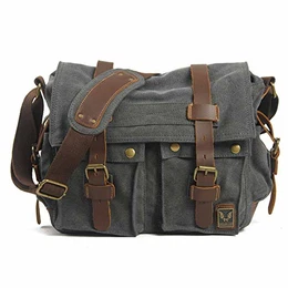 ® Herren Canvas Schultertasche Umhängertasche 33cm (L) X 27cm(H) X 11cm(W) (Grau)