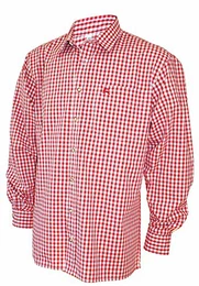 Trachtenhemd Karo Trachten-Pfoadl Karohemd rot kariert Trachten-Hemd Herrenhemd Tracht Jagd Herren Freizeithemd Langarm zur Lederhose S-6XL 37-54cm Halsweite, Größe:6XL