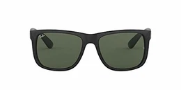 RB4165 Non-Polarized Justin Classic Sonnenbrille Large (Herstellergröße: 55), Schwarz (Gestell: Schwarz, Gläser: Grün Klassisch 601/71)