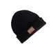 SMILODOX Mütze mit stylischem Lederpatch   Angenehm weich für Sport Fitness Training & Freizeit   Unisex Beanie ideal für Winter - Wintermütze, Farbe:Schwarz