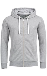 Herren Hoody, Faire Löhne, Purified Cotton, Männer Hoodie-s Kapuzenjacke-n Kapuzen-Sweater mit Reissverschluss Men, Grau Grey L Large