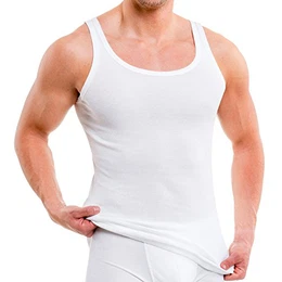 3000 5er Pack Herren Tank Top Classic Unterhemd - gekämmte Feinripp Bio-Baumwolle (glatt), Größe:D 13 = EU 7XL, Farbe:weiß