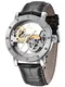 Alienwork IK Automatikuhr Armbanduhr Herren Damen Silber Lederarmband Schwarz Skelett