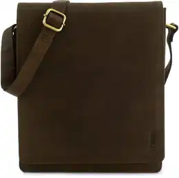 London Leder-Umhängetasche I Laptoptasche bis 13 Zoll I Messenger Bag aus echtem Büffel-Leder im Vintage Look I Schultertasche I Arbeitstasche I 26x8x31cm (Olive)