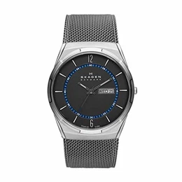 Herrenuhr Melbye Titan, DreizeigerTagDatum Uhrwerk, 40mm Silbernes Titangehäuse mit EdelstahlMeshband, SKW6078