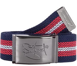 Gürtel Canvas Belt Navy-Rot-Weiß, matte Schnalle Classic, 4 cm breit, Stoffgürtel für Damen und Herren