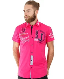 Red Bridge Herren Hemd Professionel Design Regular Fit Kurzarm Freizeithemd M Pink - Fuchsia