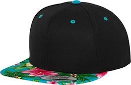 Erwachsene Hawaiian Snapback Mützen, Blk/Aqua, One Size