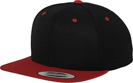 Yupoong Unisex Kappe Classic Snapback 2-Tone, zweifarbige blanko Cap mit geradem Schirm, One Size Einheitsgröße für Männer und Frauen, Farbe blk/red