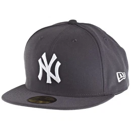 Erwachsene Baseball Cap Mütze MLB Basic NY Yankees 59 Fifty Fitted, Graphite/Weiss, 7 1/4 (57.7 cm)