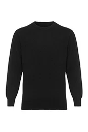 Lona Scott Herrenpullover aus Kaschmir, Rundhalsausschnitt, Schwarz XXL