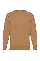 Lona Scott Herrenpullover aus Kaschmir, Rundhalsausschnitt, Beige L