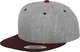 Yupoong Flexfit Unisex Kappe Classic Snapback 2-Tone, zweifarbige blanko Cap mit geradem Schirm, One Size Einheitsgröße für Männer und Frauen, Farbe h.grey/maroon