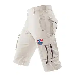 Herren Cargo Short BOODY, Sommer Hose, Herren mit 6 Taschen, beige-Cement - M