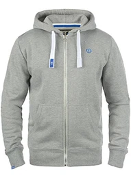 !Solid BennZip Herren Sweatjacke Kapuzenjacke Hoodie Mit Kapuze Reißverschluss Und Fleece-Innenseite, Größe:M, Farbe:Light Grey Melange (8242)