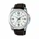Casio Herren Quartz Armbanduhr, 43.00mm GehäusegröÃŸe mit weiÃŸ analog Zifferblatt und braun Lederarmband Armband MTP-1314PL-7AVEF