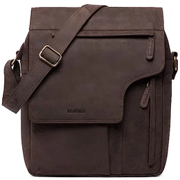 Leder Umhängetasche Herren & Damen I Echtleder Laptoptasche bis 13 Zoll I Messenger Bag mit Schultergurt I Schultertasche I Arbeitstasche I Tragetasche I Handtasche I Nature Dunkelbraun