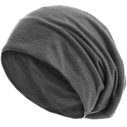 Slouch Beanie aus atmungsaktivem, feinem und leichten Jersey Unisex Mütze Haube Bini Einheitsgröße, Farbe:Grau