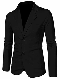 Allegra K Herren klassisch Gekerbter Zwei-Knopfleiste Revers Blazer,Gr.- L/EU-54/UK-44,Schwarz