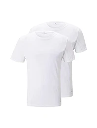 Herren Doppelpack Crew Neck T Shirt, Weiß, M