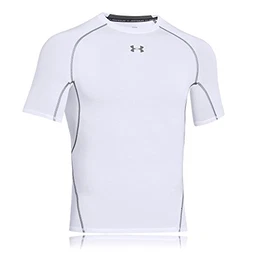 UA HeatGear Short Sleeve, kurzärmliges Funktionsshirt, atmungsaktives Kurzarmshirt für Männer Herren, White / Graphite , M