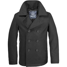 PEA COAT MANTEL SCHWARZ WOLLE US MARINE JACKE HERREN WINTERJACKE CABAN, Größe:XL