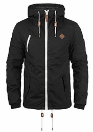 SDTilden Herren Übergangsjacke Herrenjacke Jacke mit Kapuze Kordelzug Reißverschluss Brusttasche Eingrifftaschen Regular fit, Größe:XL, Farbe:Black (9000)
